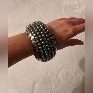 Wooden and silver bangle bracelet. EUC
